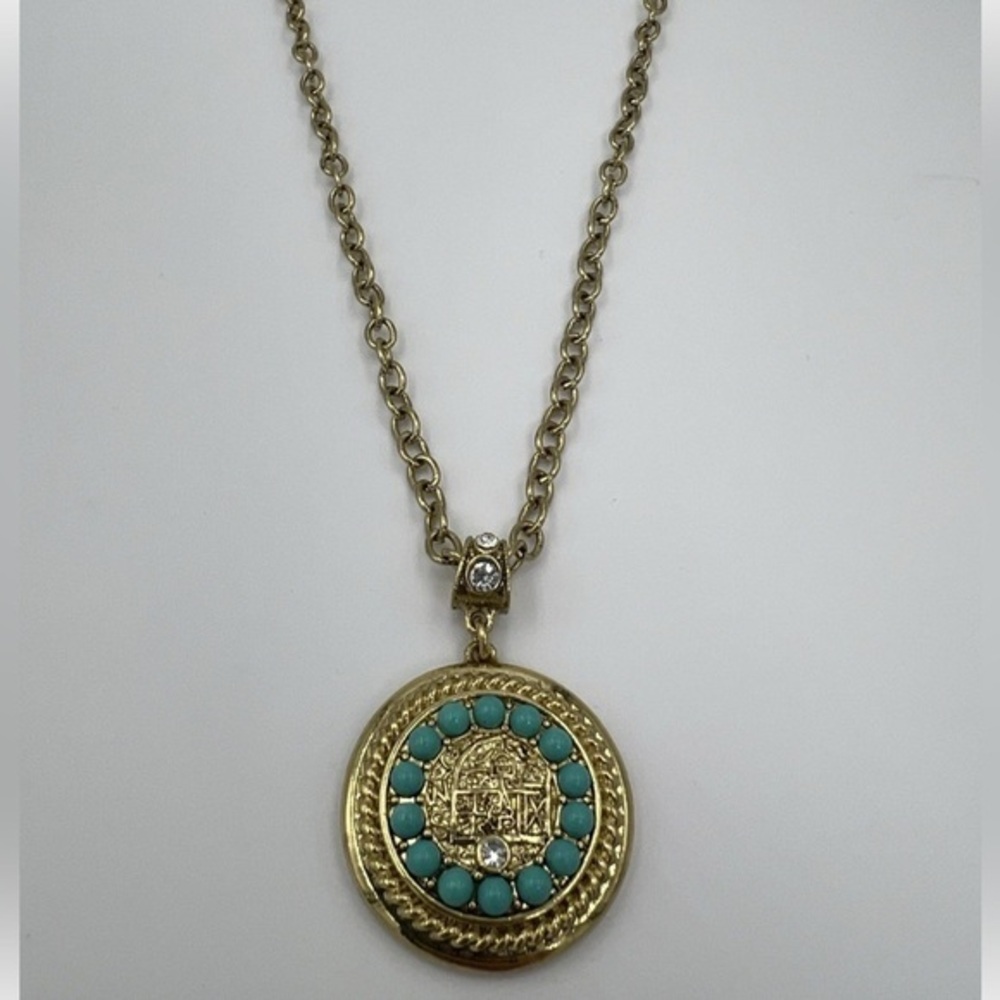 Heidi Daus Gold Turquoise Medallion Necklace